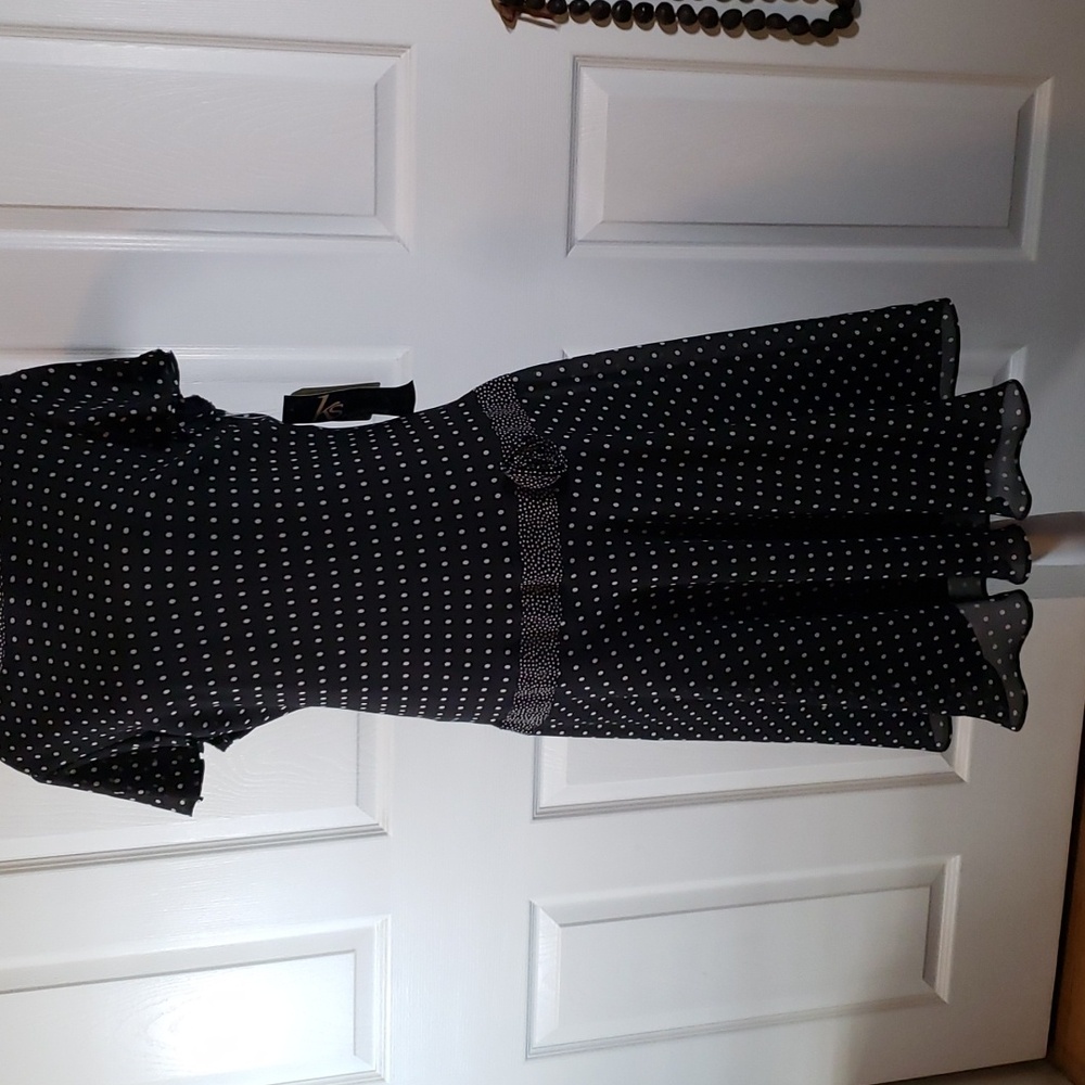KS Collection Black & White Polk Dot Dress Sz 12 New